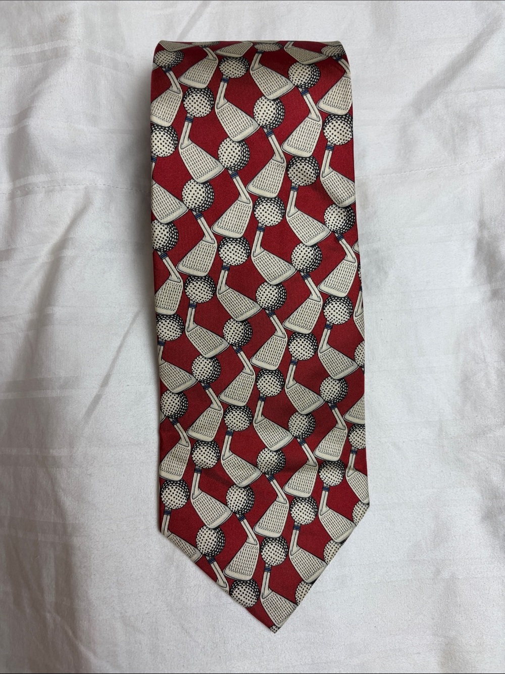 Silk Roundteee & York Classic Red Golf Pattern Men’s Tie